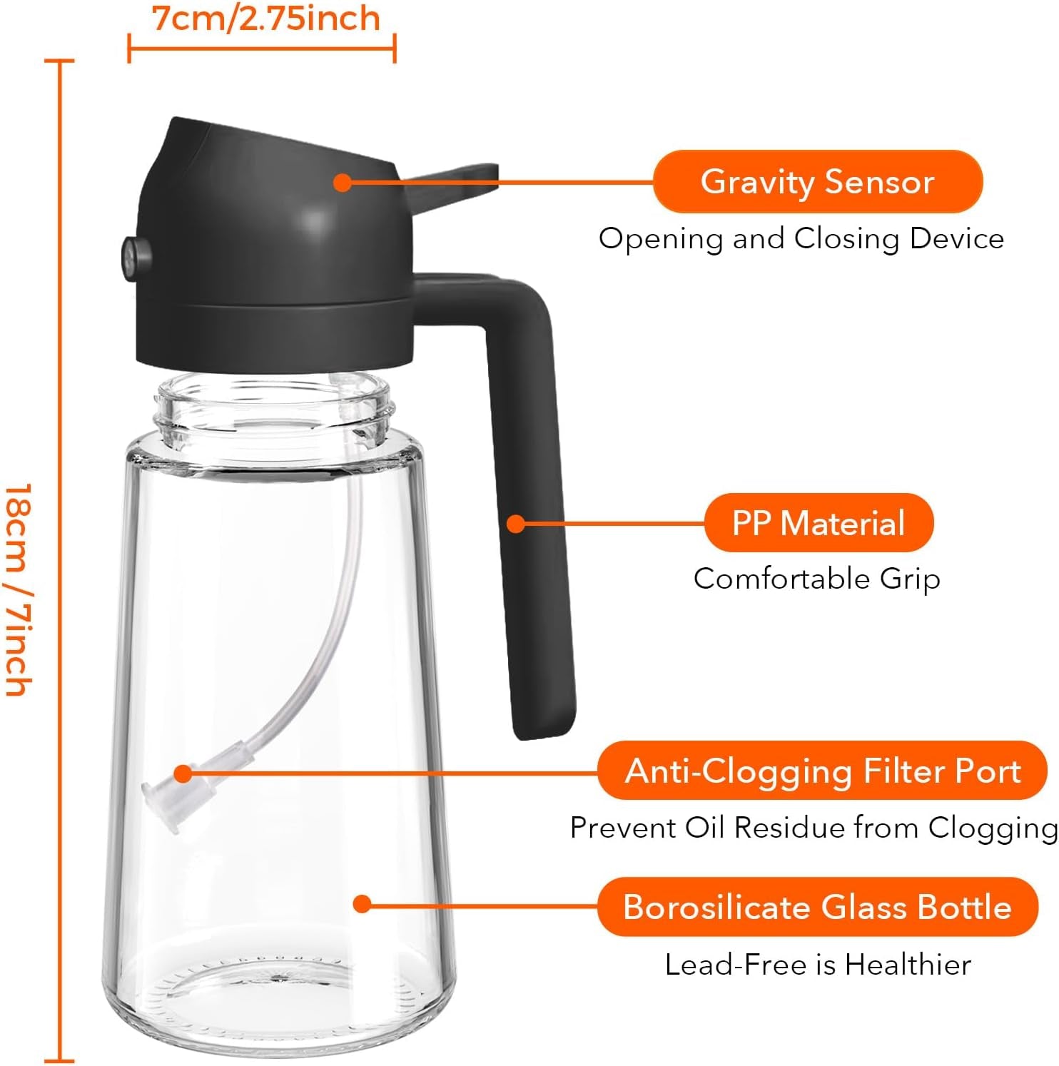 2-in-1 Glass Olive Oil Sprayer & Dispenser (16oz / 470ml) – Precision Cooking Made Easy