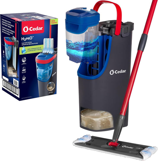 O-Cedar H2Pro Flat Mop System – Dual-Tank Cleaning for Spotless Floors