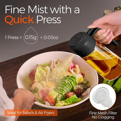 2-in-1 Glass Olive Oil Sprayer & Dispenser (16oz / 470ml) – Precision Cooking Made Easy