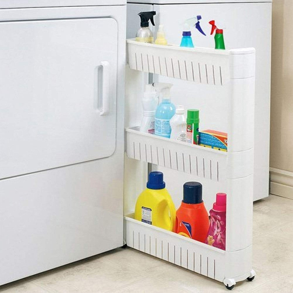 Slim Slide-Out Storage Organizer Rack | Rolling Kitchen, Laundry & Bathroom Storage Cart