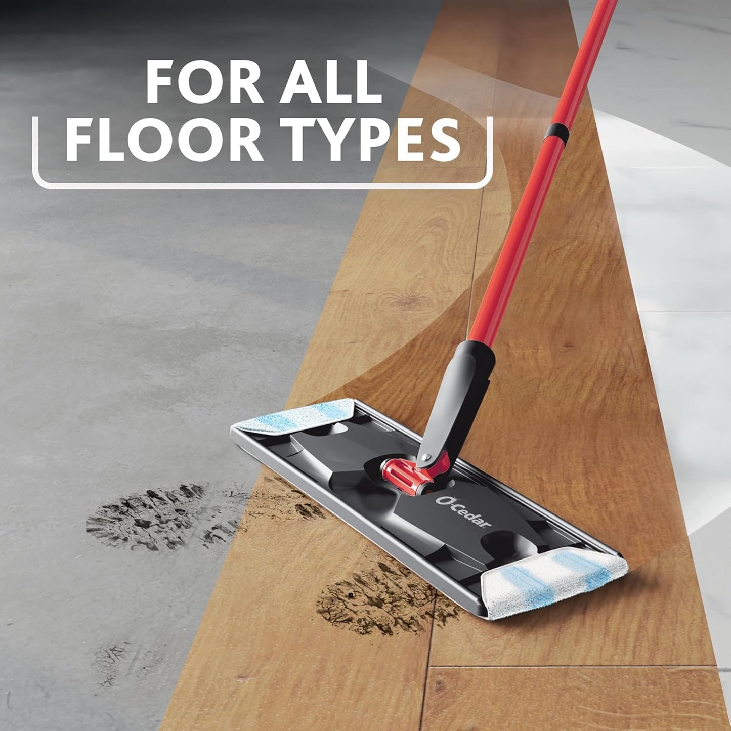 O-Cedar H2Pro Flat Mop System – Dual-Tank Cleaning for Spotless Floors