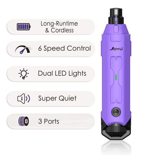 6-Speed Dog Nail Grinder Enhanced Pet Nail Grinder Super Quiet Rechargeable Electric Dog Nail Trimmer Painless Paws Grooming