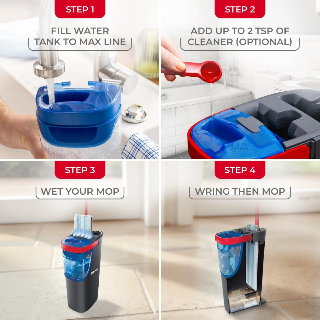 O-Cedar H2Pro Flat Mop System – Dual-Tank Cleaning for Spotless Floors