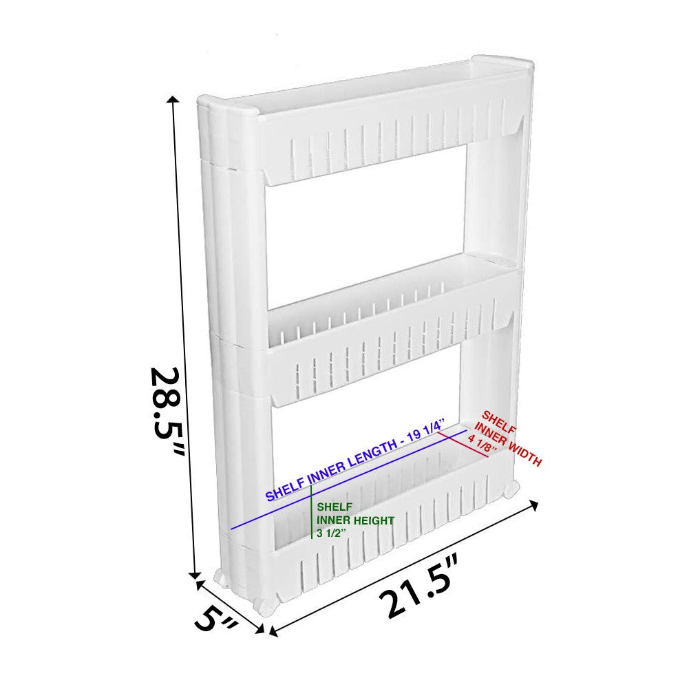 Slim Slide-Out Storage Organizer Rack | Rolling Kitchen, Laundry & Bathroom Storage Cart