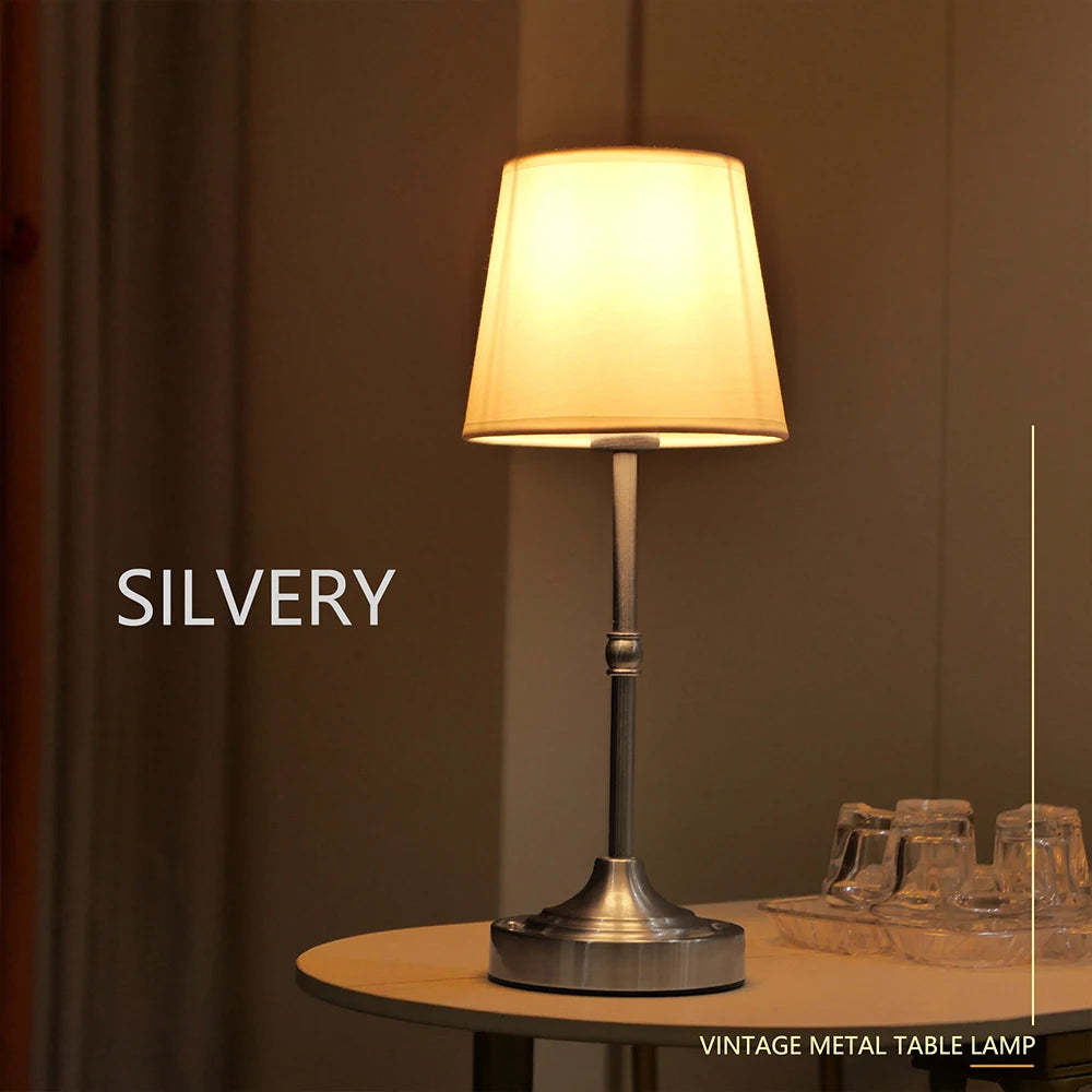 Rechargeable Touch Table Lamp | Replaceable E12 Bulb 2700K for Restaurant Hotel Room Bedside Decor Lighting