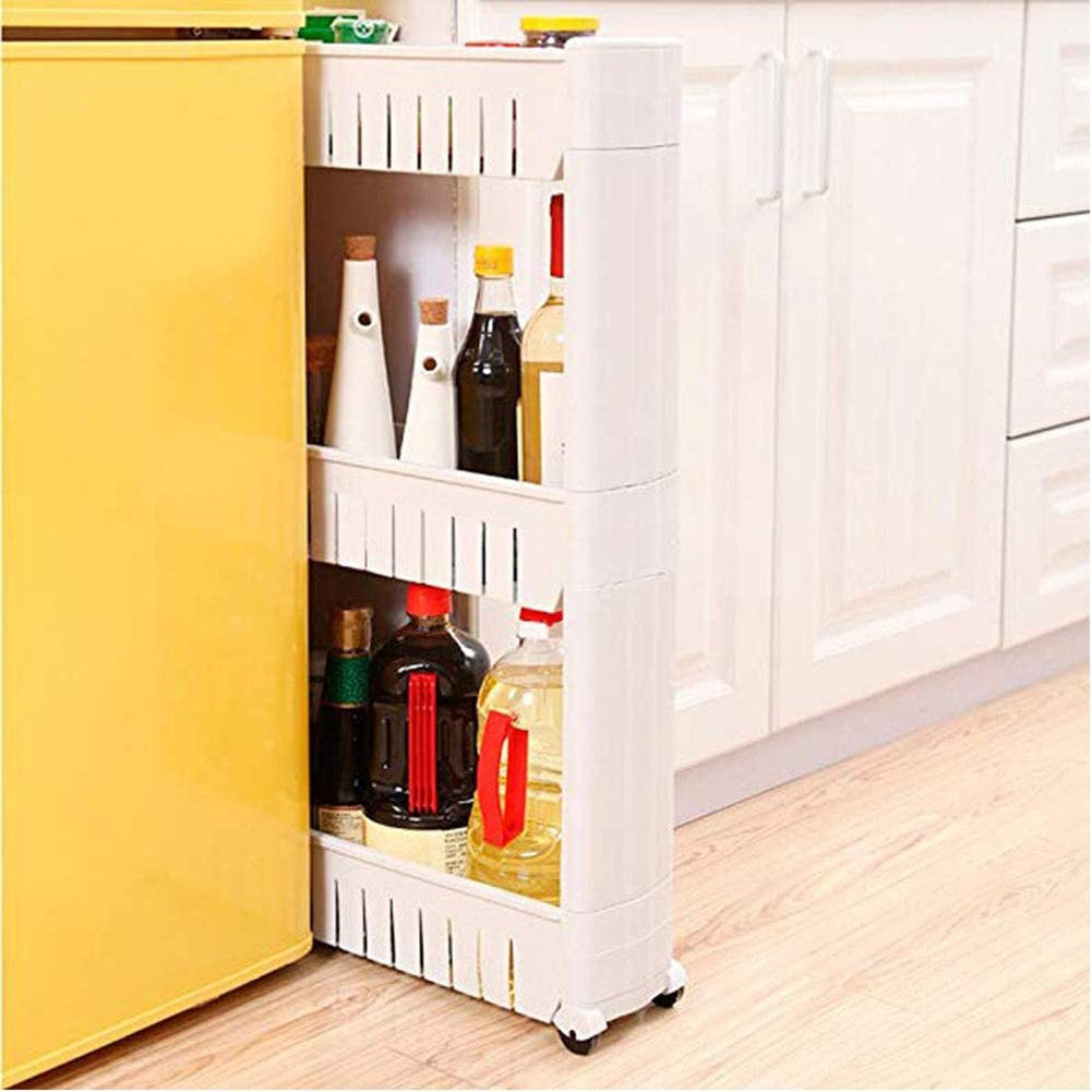 Slim Slide-Out Storage Organizer Rack | Rolling Kitchen, Laundry & Bathroom Storage Cart