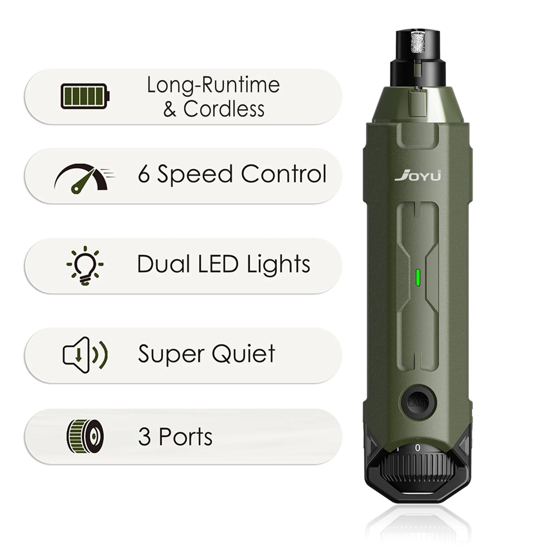 6-Speed Dog Nail Grinder Enhanced Pet Nail Grinder Super Quiet Rechargeable Electric Dog Nail Trimmer Painless Paws Grooming